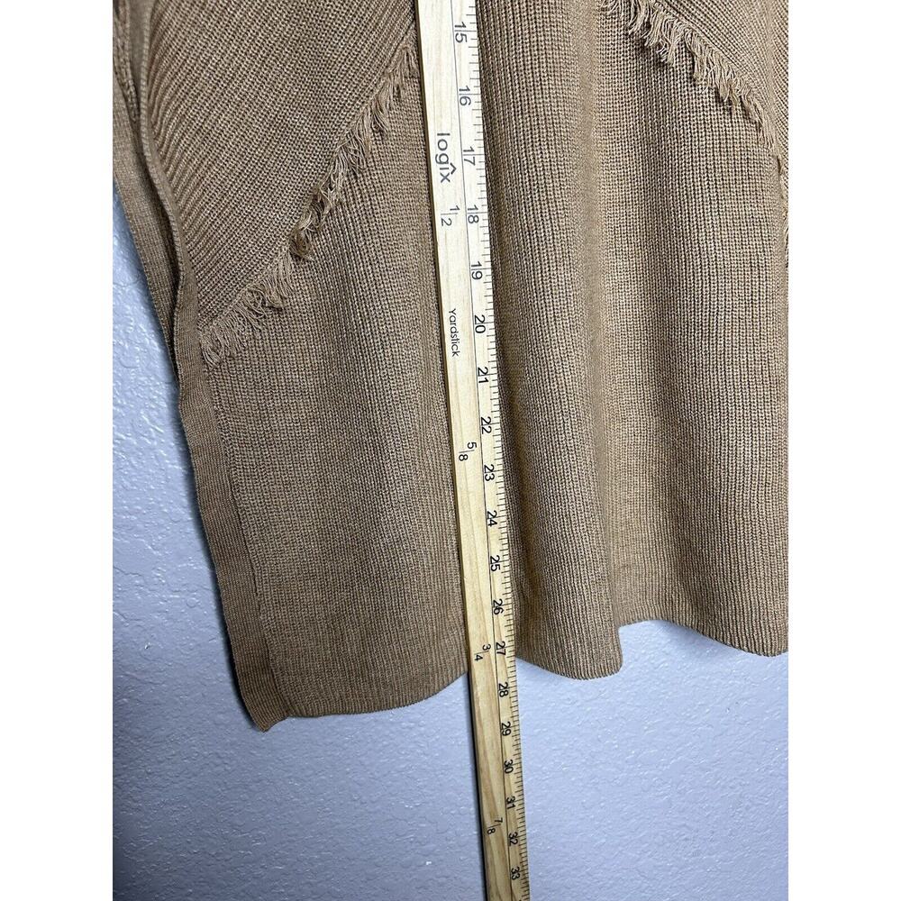 J. Jill Beige Tan Yak Hair Cotton Blend Poncho Fringe‎ Detail Size XS/S Petite - Picture 8 of 9